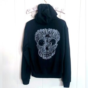 NAVIE Crystal Skull Zipper Hoodie Jacket Size Medium Unisex